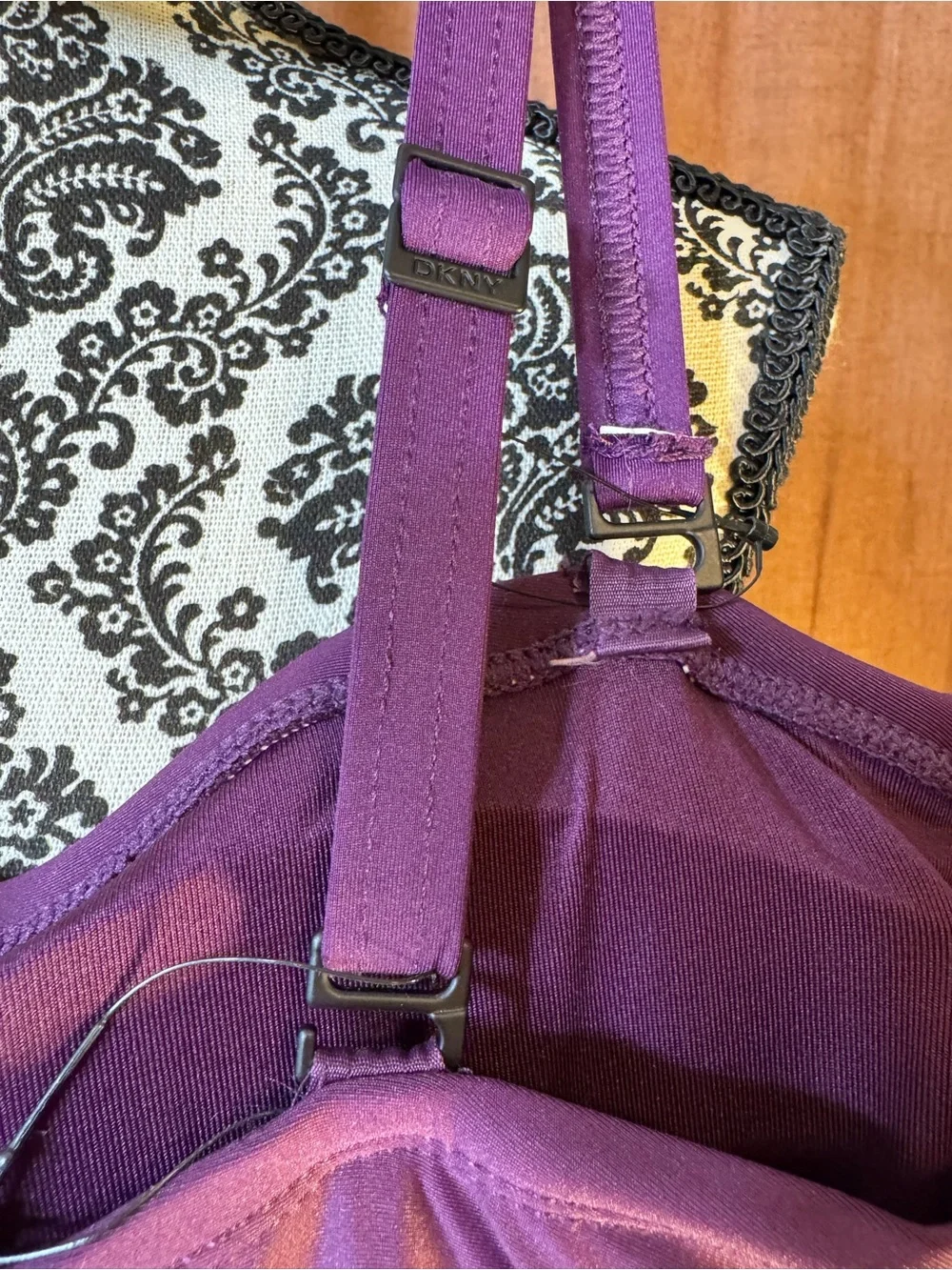 DKNY Purple Ruched One-Piece Swimsuit NWT size XL - Picture 4 of 5